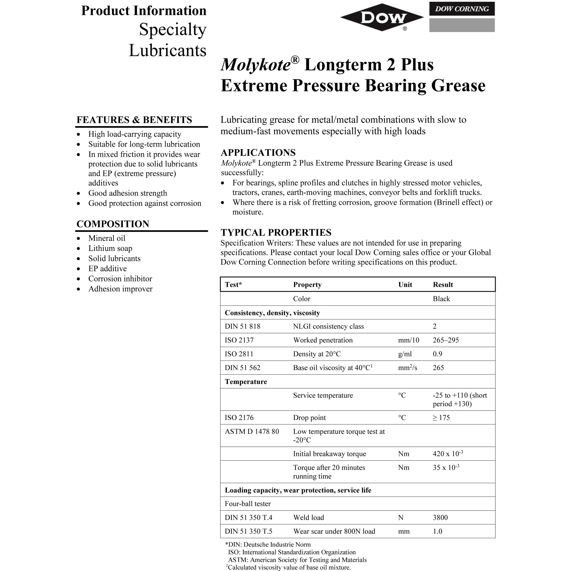 Molykote Longterm 2 Plus Extreme Pressure Bearing Grease Dow Corning